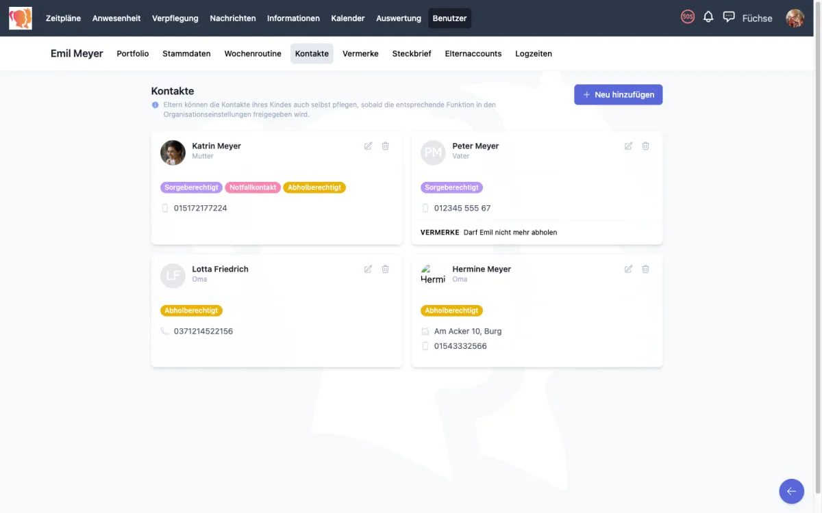 easychild Kita-Software mit zentralen Stammdaten, angebunden ans Fachverfahren